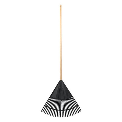 24-inch Wood Handle and Poly Leaf Rake for Yard Lawn Garden Cleaning