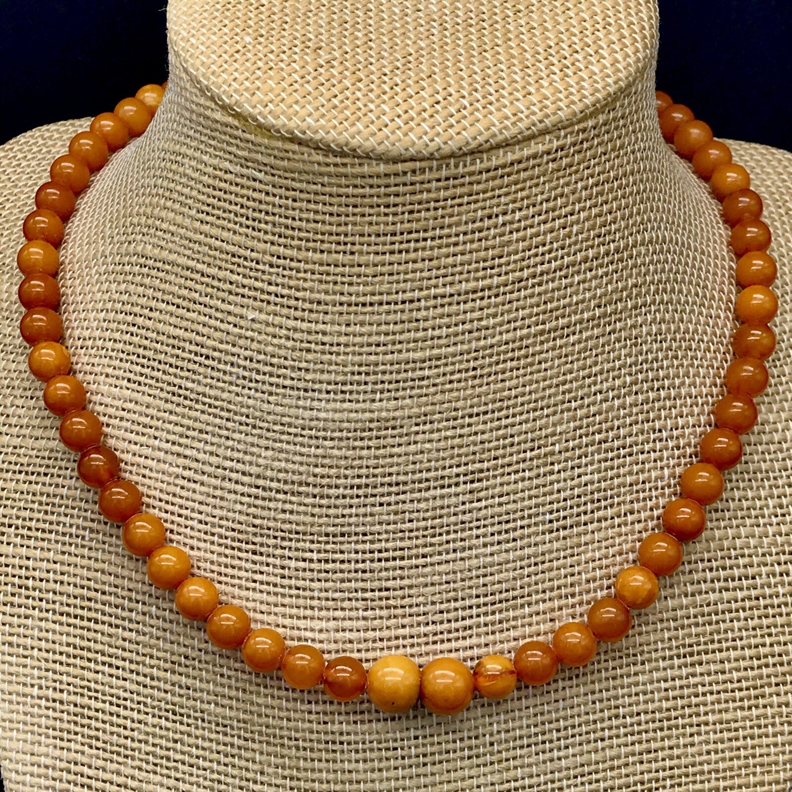 Antique Baltic Egg Yolk Butterscotch Amber Necklace 16” Natural Amber