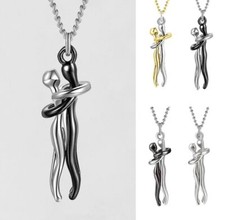 Couple Hugging Pendant Necklace Lovers Together Forever Metal Plating Love Style