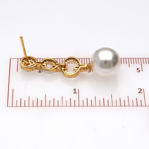 Cubic Zirkonia Lange Ohrringe mit Perlen Akcent für Damen - Bild 5 von 6