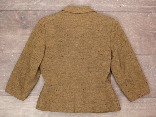 VTG Women's 50s 2 Pc Tan Wool Tweed Jacket & Skirt Set XS/S 1950s Dress Suit - Picture 8 of 24