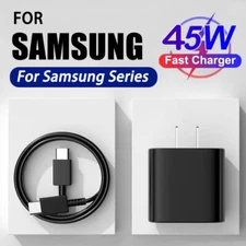 For Samsung A26 A36 A15 A35 A55 A16 A17 45W Type-C Fast Wall Charger USB-C Cable