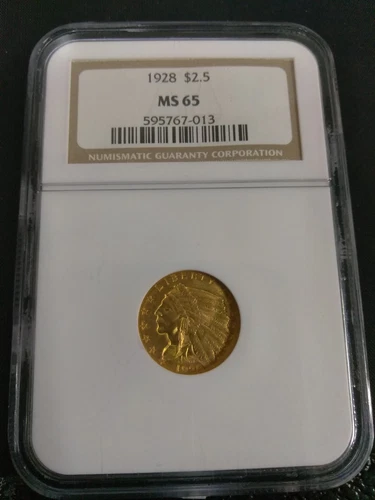 1928 US Gold $2.50 Indian Head Quarter Eagle NGC MS65