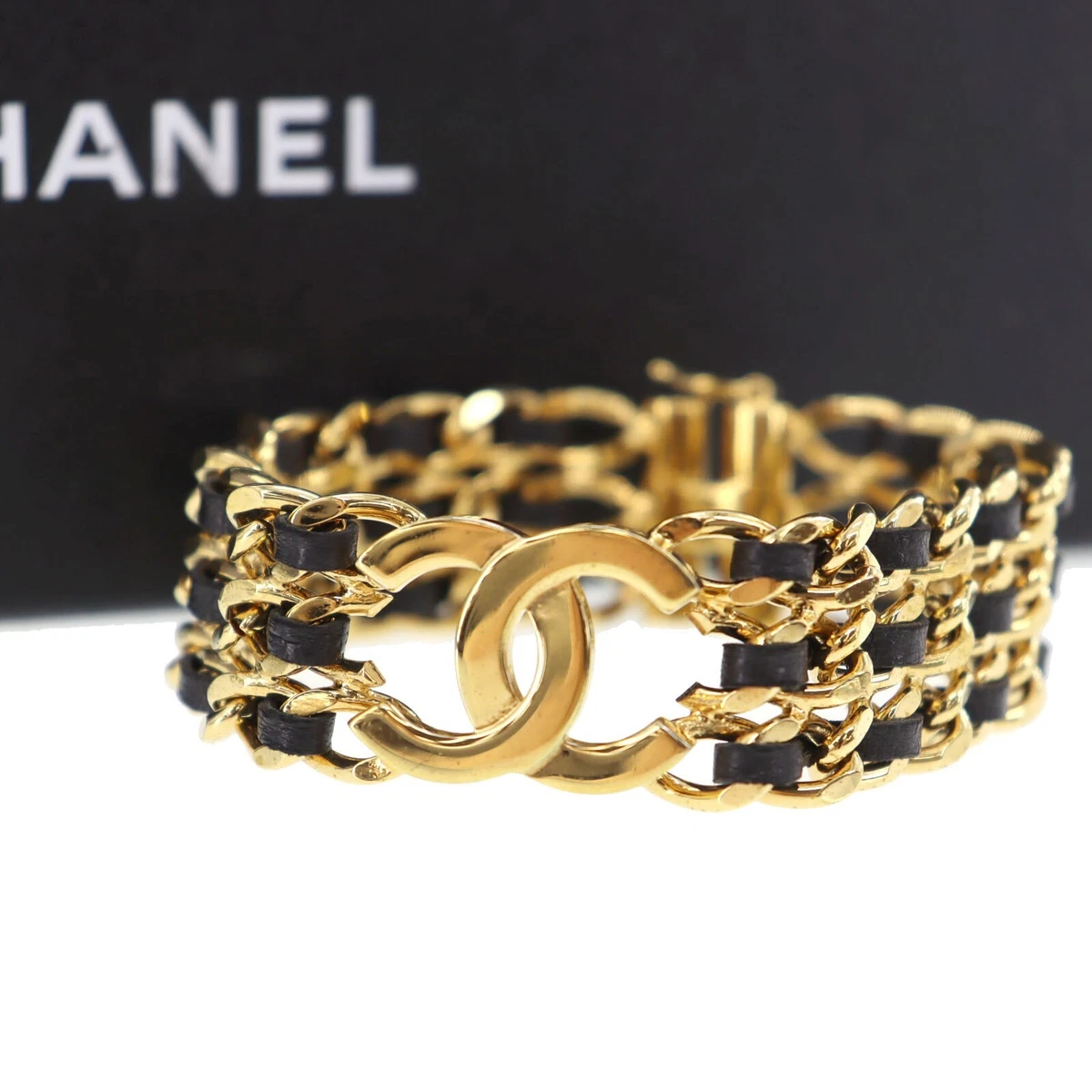 Chanel CC Turnlock Chain and Leather Entwined M Bracelet - Miss Bugis