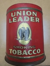Vintage UNION LEADER Smoking Tobacco Tin Red Missing Lid Rusty P. Lorillard Co.