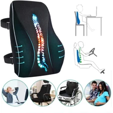 Memory Foam Seat Cushion w/Lumbar Support Pillow for Back & Sciatica Pain Relief