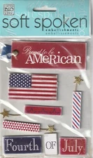 MAMBI Soft Spoken by Kay 3D Stickers PATRIOTIC Theme 93951 Fast FREE Ship!