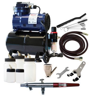 MIL-300R Paasche Airbrush System w/MIL-1AS, Compressor, Bottles & Cleaning Kit