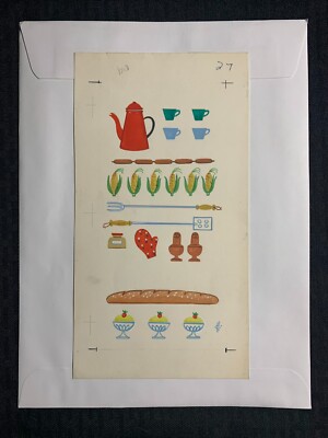 MOTHERS DAY Coffee Pot Cups Corn & Bread 5.5x10'' Greeting Card Art #6627