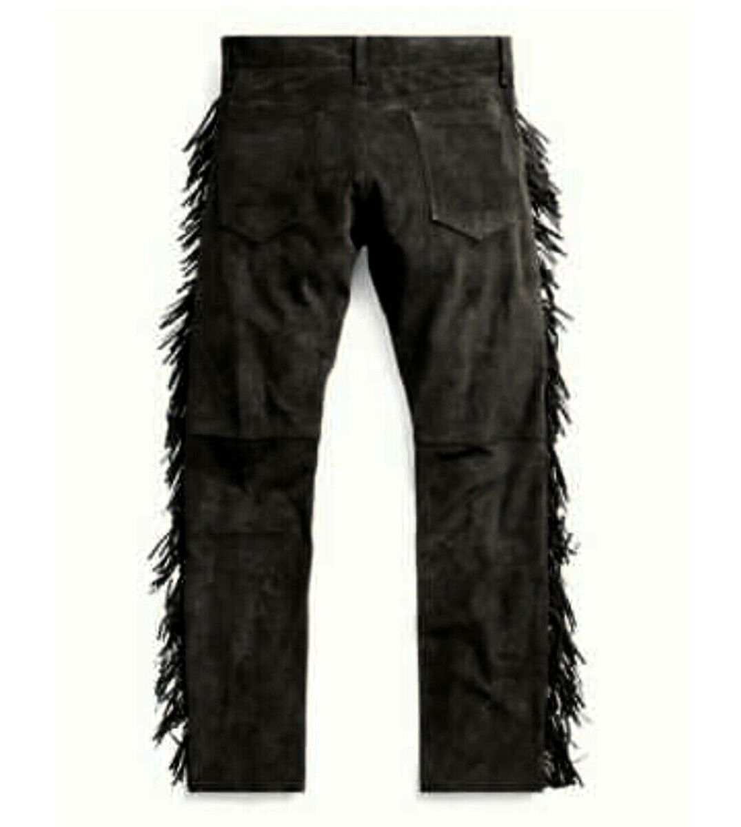 Mens New Black Buckskin Suede leather Western Hippy Fringes Mens New Black Buckskin Suede leather Western Hippy Fringes