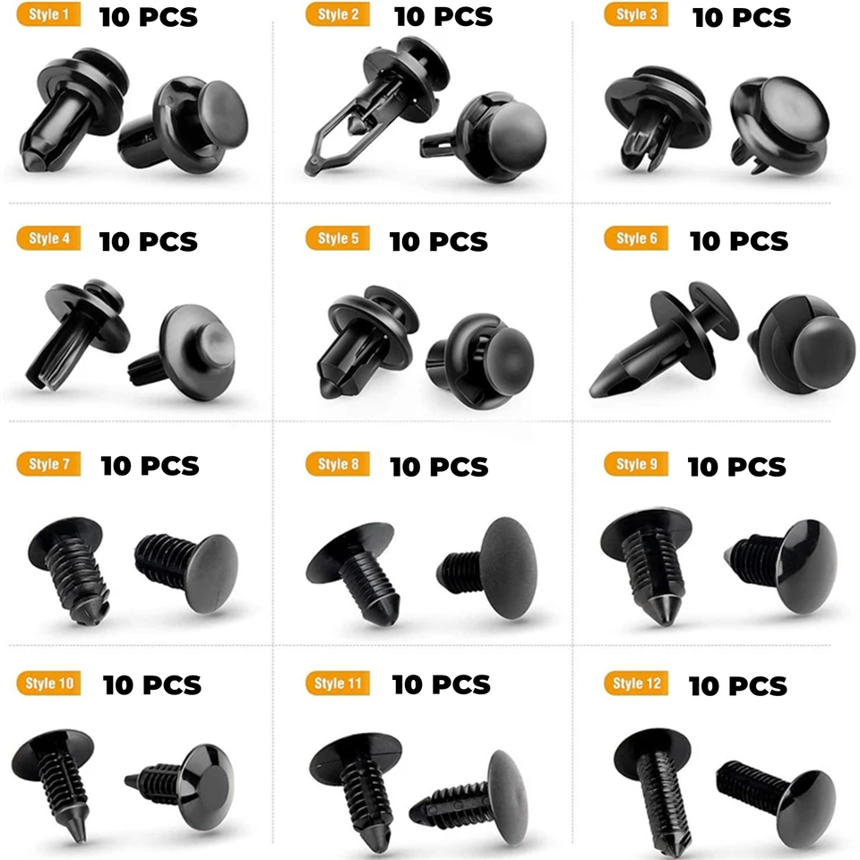 100 Pcs Car Retainer Auto Fasteners Push Trim Plastic Clips Pin Rivet ...