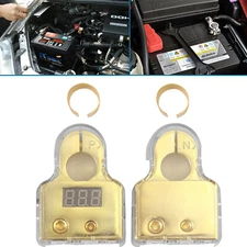 Digital Car Battery Terminal Connectors LED Voltmeter 0/4/8 Gauge Power Post
