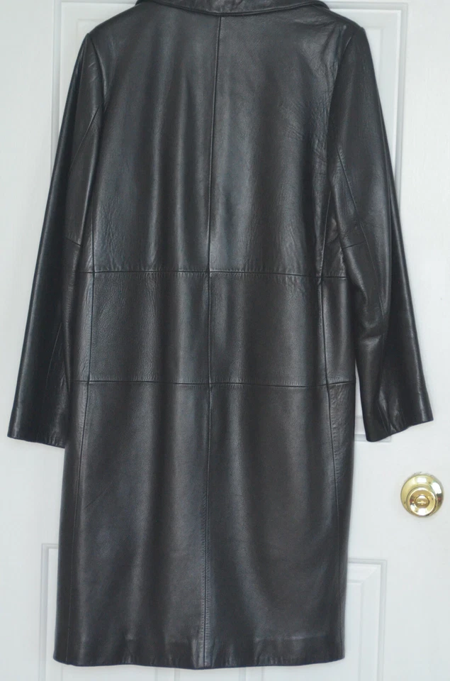 Gabardina Pelle Studio Wilson negra larga de cuero suave talla S y forro de lana Foto 2 de 4