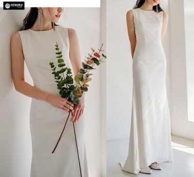 Abito Vestito da Sposa Semplice Tubino Lungo Simple Wedding Bride