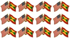 Pack of 12 International Flag & US Crossed Double Flag Lapel Pins