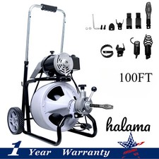 100FT 1/2" Electric Auto Feed Drain Snake Auger Cleaner Sewer Cleaning Machine