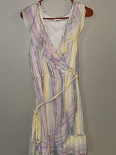 NWT Lauren Conrad Ruffle Sleeveless Candy Striped Mini Dress Size L 