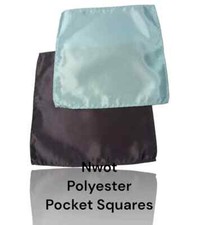 Nwot 2 Poly Solid Color,8.5" X 8.5", Pocket Squares, Tealish Blue/Charcoal Black