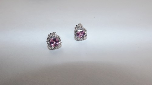 Vintage Avon "Pink Ice" Earrings - Pink & White Rhinestone w/ Silver Tone - Picture 8 of 11