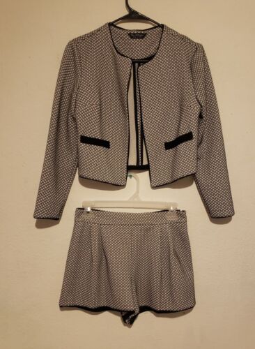 Miss Selfridge Black & white Shorts Jacket Set