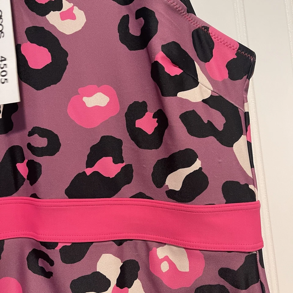 Купальник цельный ASOS розовый леопард сетка размер 6 - Изображение 3 из 4