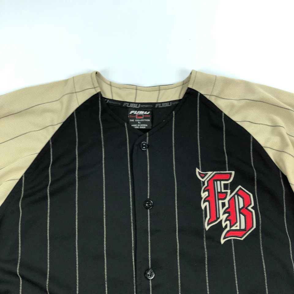 FUBU Pinstripe Baseball Jersey Mens Large Vintage Y2K Sports Collection Shirt - Image 4 of 4