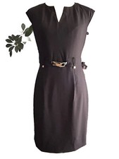 CALVIN KLEIN Womens Black Sleeveless Knee Length Sheath Dress 4.Hot!