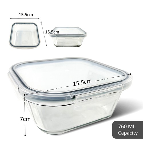 Premium Glass Food Storage Leak Proof Airtight Lids Lunch Meal Bento Container - Picture 11 of 12