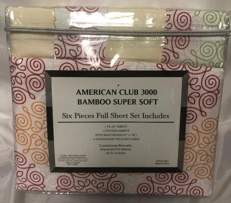 Juego de sábanas BAMBÚ SERIE 3000 6 piezas, TAMAÑO COMPLETO, bolsillo profundo 102 regalo navideño Foto 2 de 4