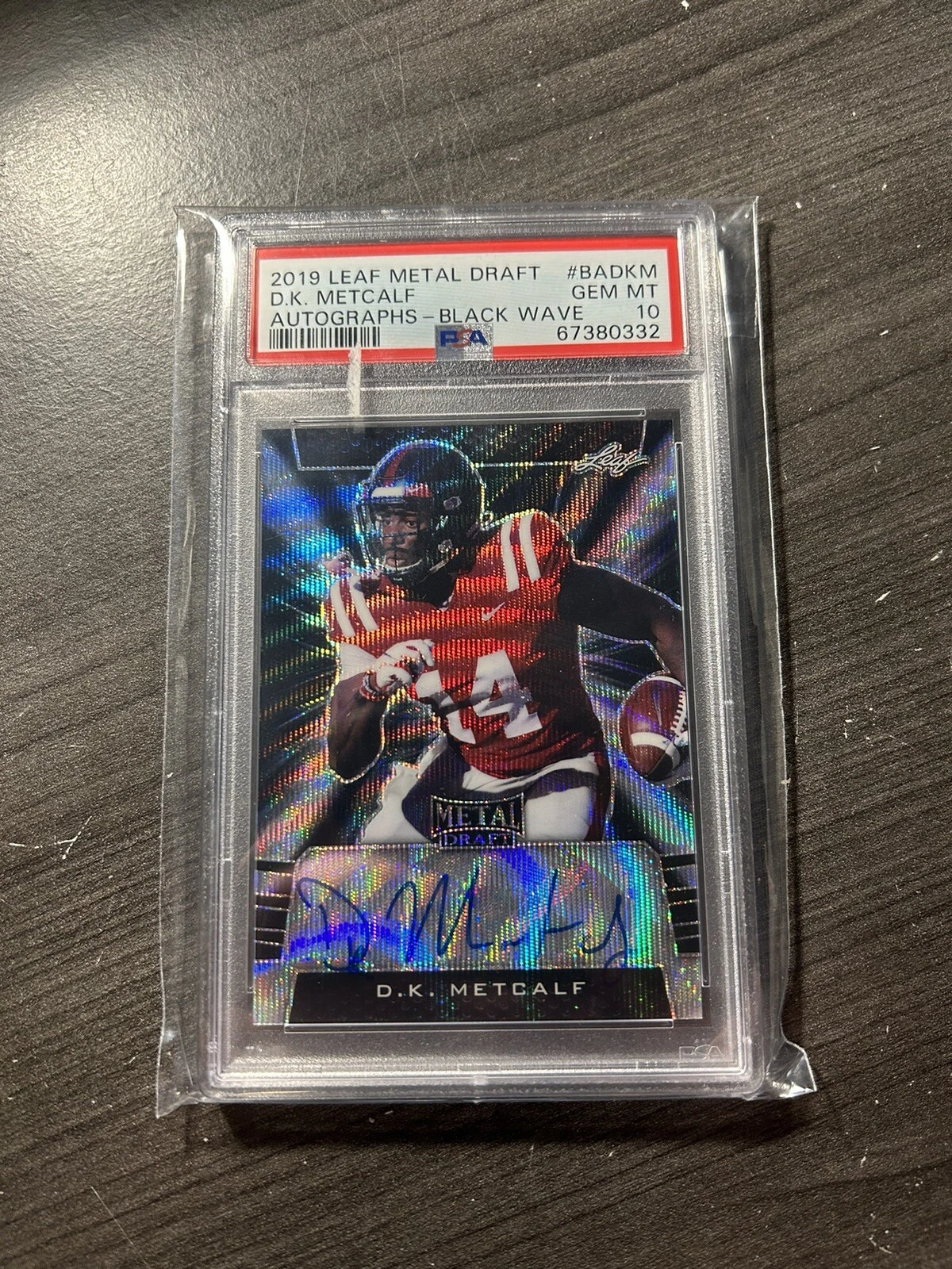 DK Metcalf Leaf Metal Draft Autographs #BADKM Black Wave