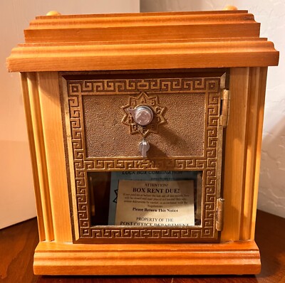 VTG Post Office Piggy Bank Mail Lock Box w/Brass Door