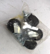 Lot of 4 Office Chair Wheel Replacements w Threaded Stem 2" Dia Hard Plastic