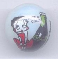 Betty Boop Coke 1" Glass Logo Marble