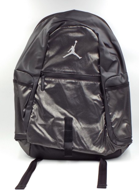 black leather jordan backpack