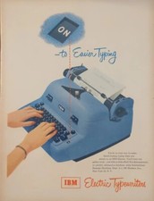 1952 vintage IBM portable typewriter print ad, Blue electric typewriter thumbnail