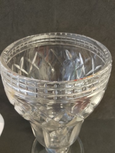 Große Vintage Böhmische Kristallglas Sellerie Vase, Hurricane Vase/Milchshake Vase - Bild 5 von 11