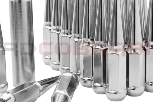 Set of 20 Chrome Steel Solid Spike Lug Nuts 14x2.0 Ford F-150 Navigator 5x135 MM - Picture 2 of 7