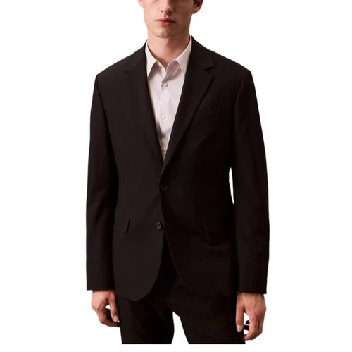 Calvin Klein Mens Slim-fit Suit Jacket Blazer 40L Black Solid Stretch