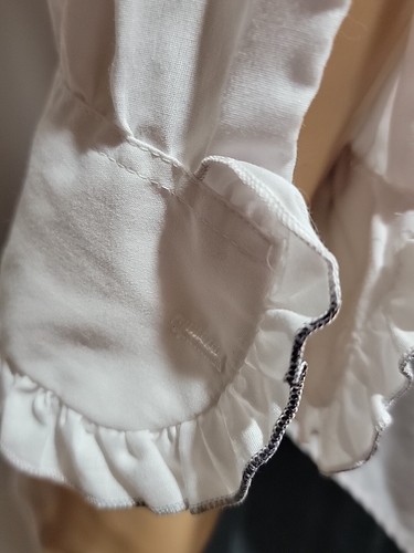 1970's Vintage Delton White Black Ruffled Size L-2 Men's Shirt #R1 - Picture 11 of 16
