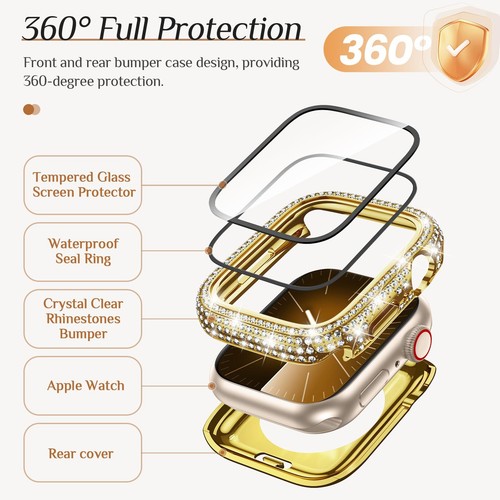 Coque Etui Etanche Diamant Protecteur d'écran pour Apple Watch Series 10-1/Ultra - Photo 27 sur 70