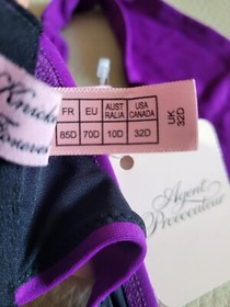 NWT Agent Provocateur Kimmi Bikini Top Orchid Purple Gold Detail Size 10D / 32D
