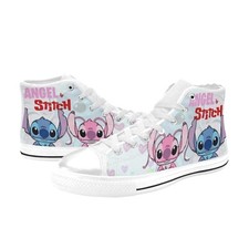 Stitch And Angel Custom High Top Canvas Sneaker Shoes For Kids