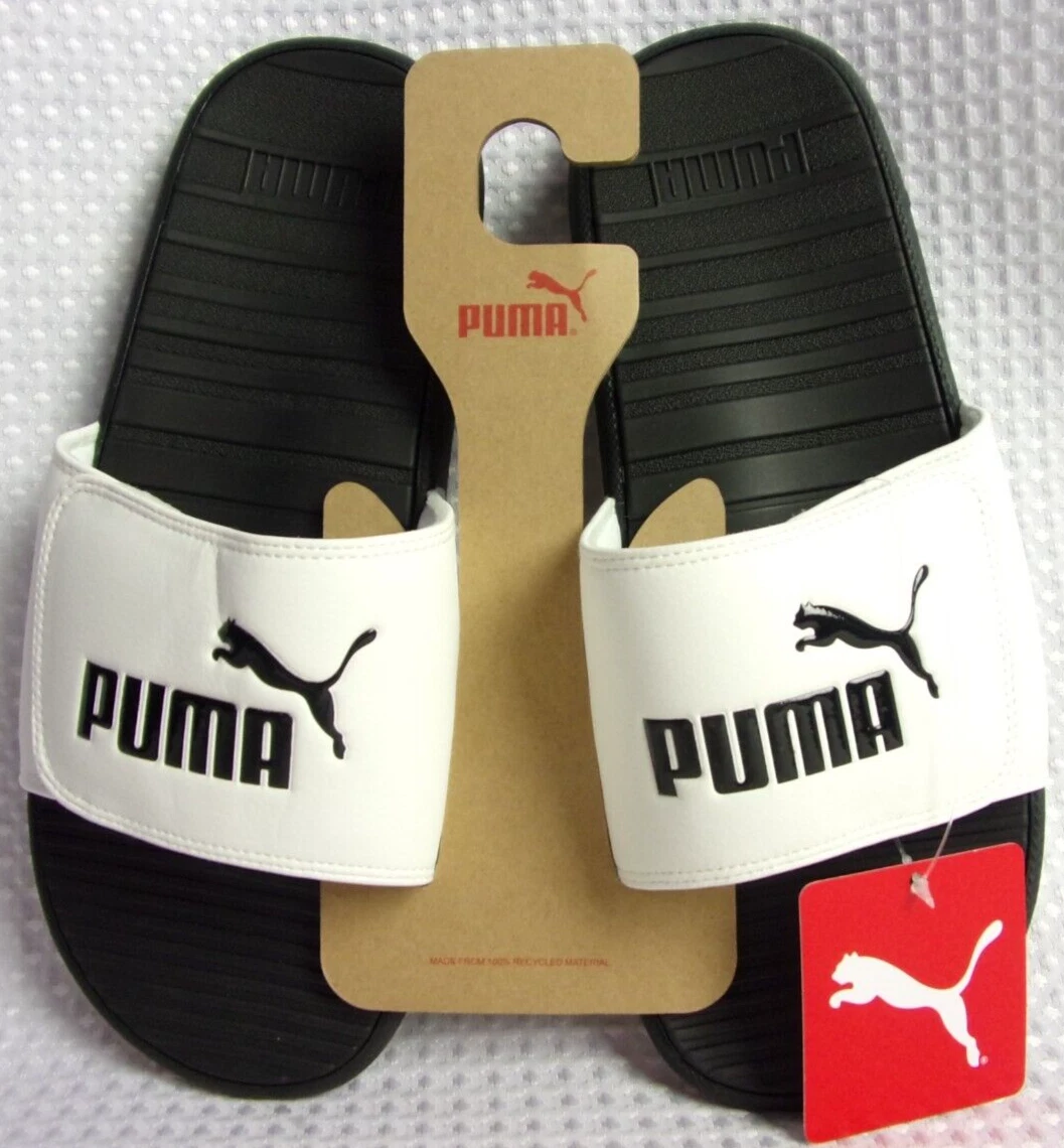 Chiusura gancio e anello per gatti PUMA da uomo nero bianco taglia 10 nuove con etichette