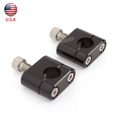2PCS Black CNC Motorcycle 22mm 7/8''HandleBar Fat Bar Mount Clamps Riser Adapters