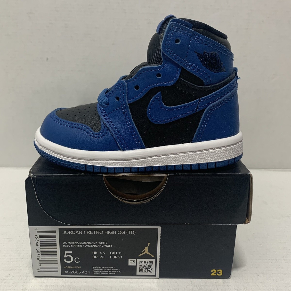 Jordan 1 High OG Dark Marina Blue Toddler Size 5c AQ2665-404 Air