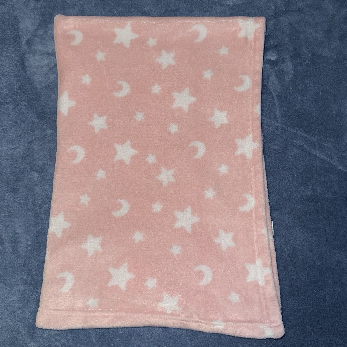 Pink Baby Blanket White Moons & Stars Lovey Space Moon Soft RN