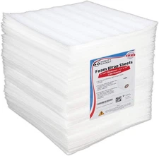 Mighty Gadget 100-Pack Foam Packing Sheets, 12" X 12" (1/16" Thick) Polyethylene