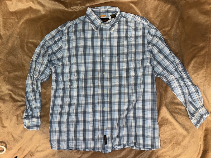 Timberland mens long sleeve oxford button up down dress shirt blue white large L
