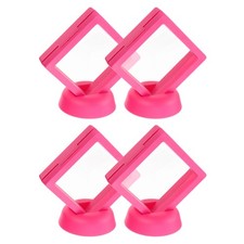 4Pcs 3D Floating Display Case 2.76 x 2.76 x 0.8 Inch Display Holder Rose Red