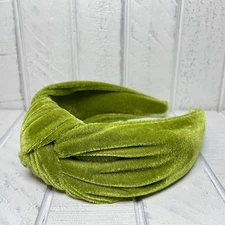 Women’s Elegant Hair Accessory Velvet Headband Wide Top Knot Solid Yellow Green